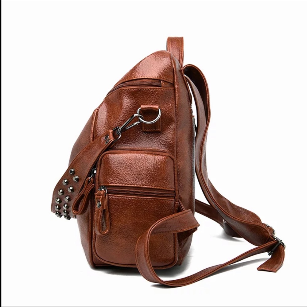 PU Leather Rivet Backpack - Picture 3 of 12